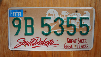 1990s South Dakota License Plate: Mt Rushmore, Green Letters