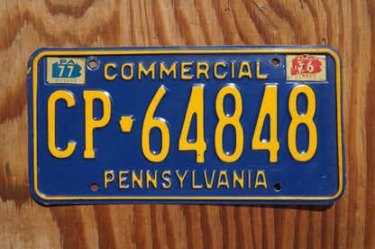 1976 1977 Pennsylvania Blue Vintage License Plate # CP - 64848
