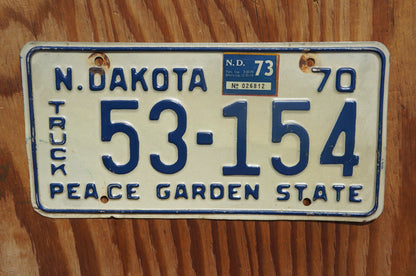 1970 1973 North Dakota Vintage Truck License Plate - Peace Garden State