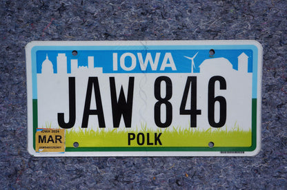 2024 IOWA Graphic License Plate # JAW 846