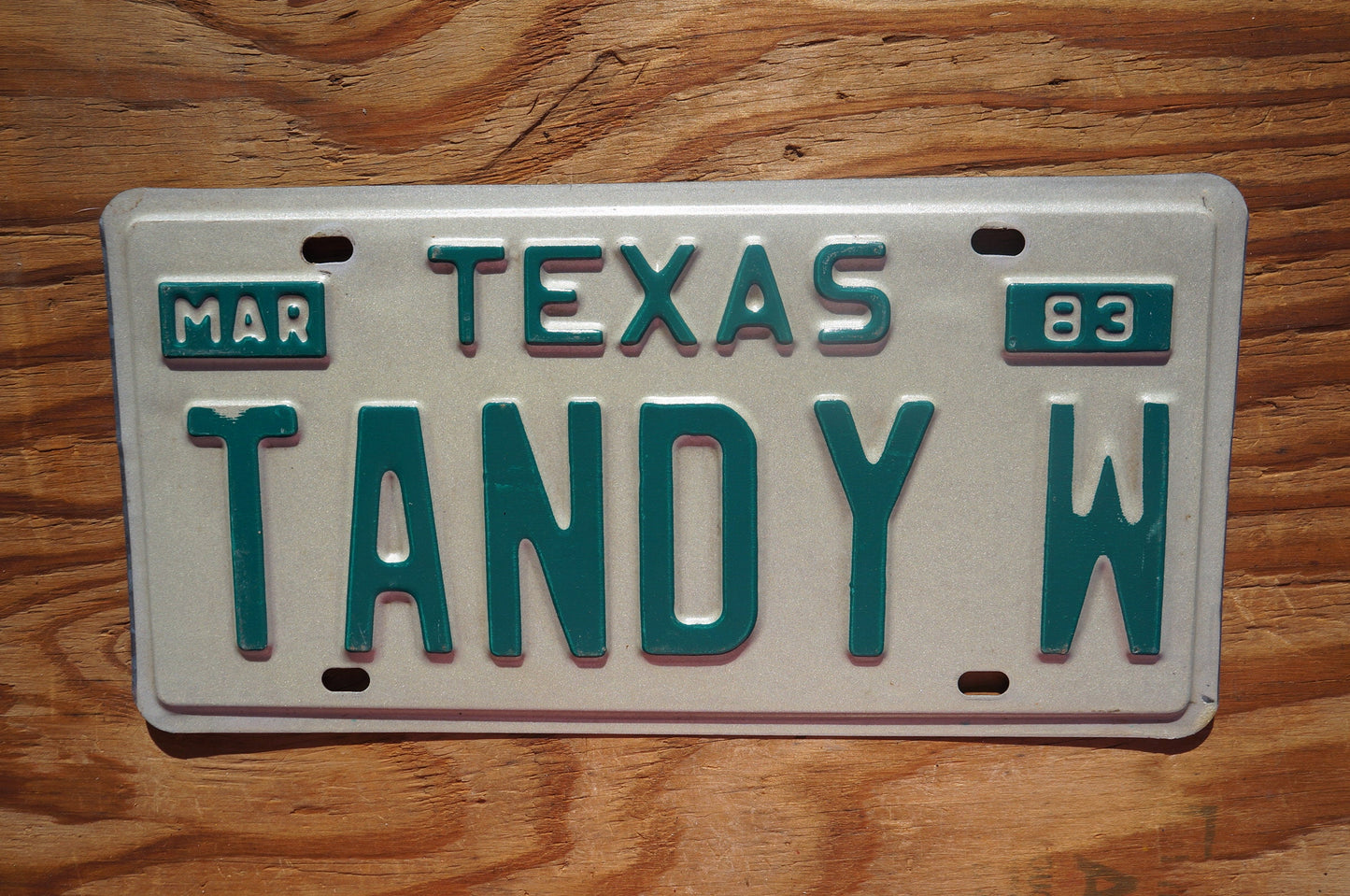 1983 Texas Vanity Vintage License Plate # TANDY W