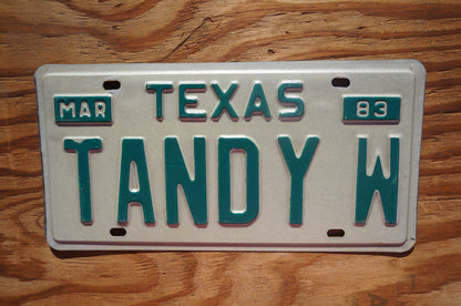 1983 Texas Vanity Vintage License Plate # TANDY W