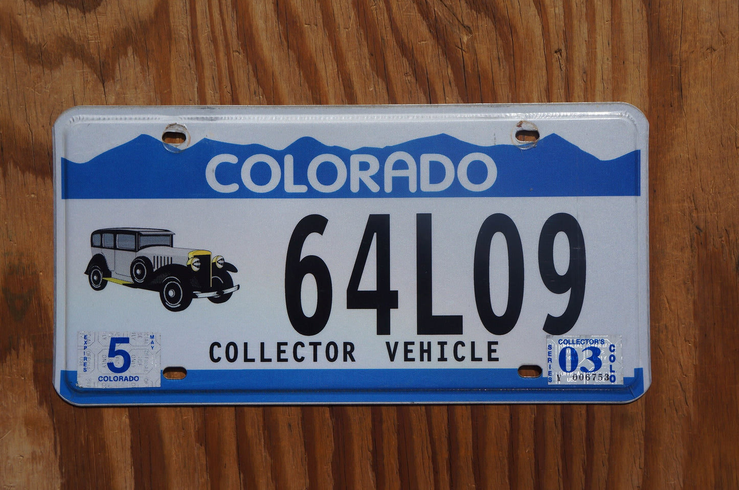 2003 Colorado COLLECTOR VEHICLE Blue License Plate Antique Car
