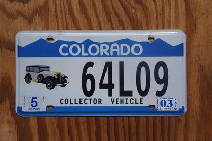 2003 Colorado COLLECTOR VEHICLE Blue License Plate Antique Car