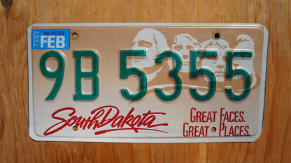 1990s South Dakota License Plate: Mt Rushmore, Green Letters