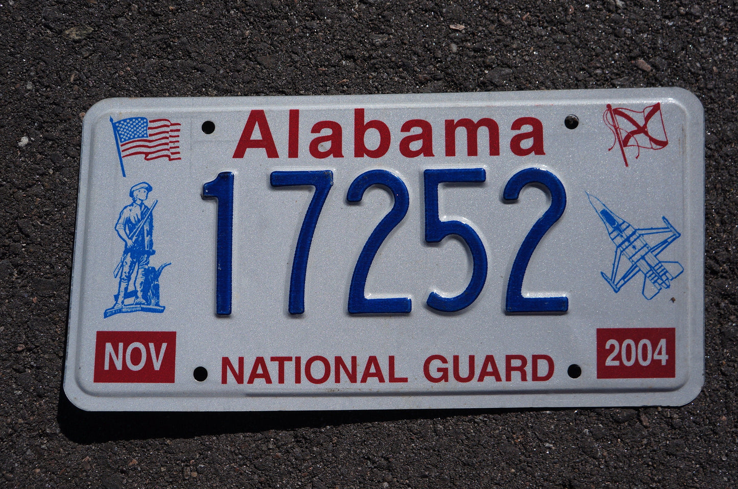 One or More - 2004 2005 2006 Alabama National Guard Soldier Airplane Flag License Plate