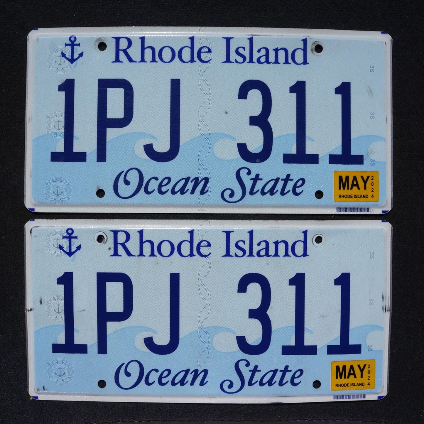2024 Rhode Island License Plate PAIR / SET - Ocean State Wave Flat New Design