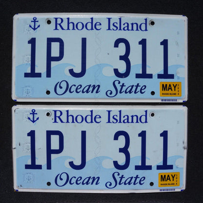 2024 Rhode Island License Plate PAIR / SET - Ocean State Wave Flat New Design