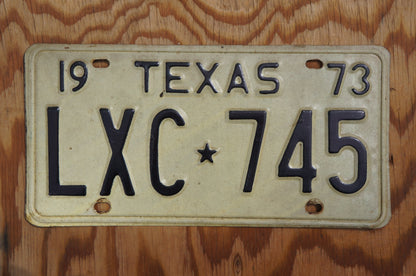 1973 Texas Lone Star State License Plate # LXC - 745