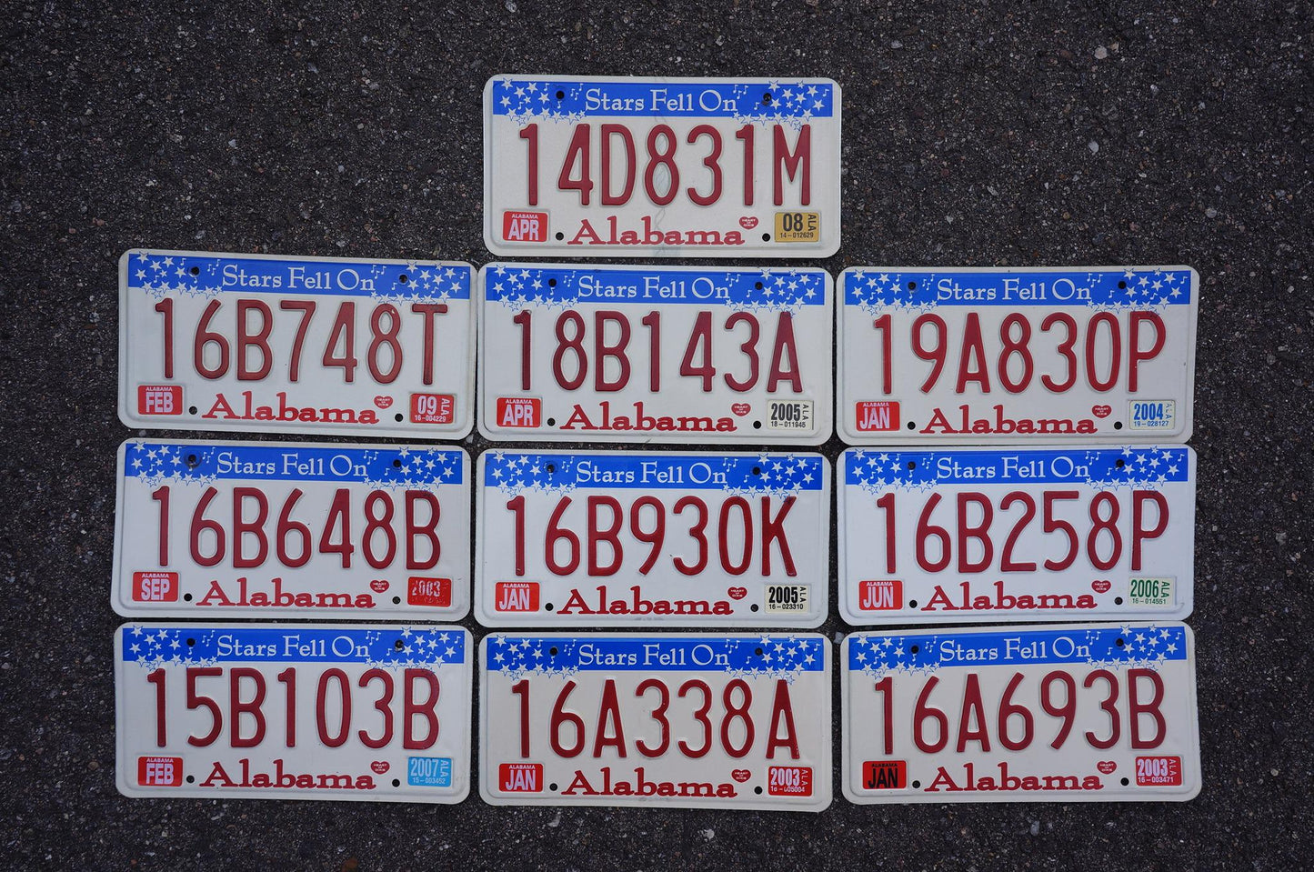 Lot of 10 'Stars Fell On Alabama' License Plates