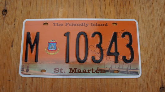 St Maarten Passenger License Plate The Friendly Island, part of Netherlands Caribbean island