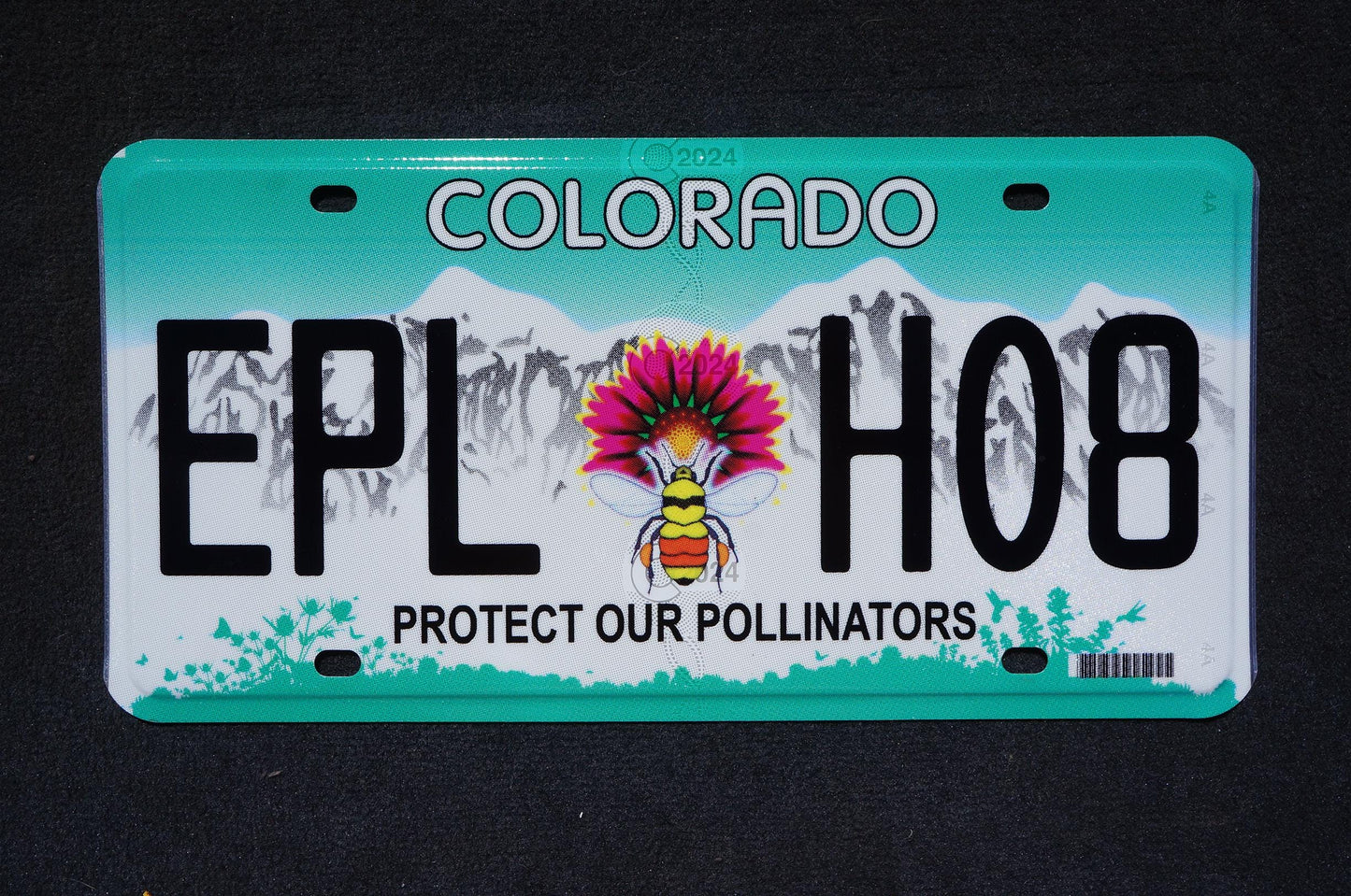 2024 Colorado PROTECT OUR POLLINATORS License Plate - Bee Flower New Design