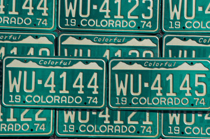 One or More - 1974 Colorful COLORADO SNOW MOUNTAINS Green License Plate