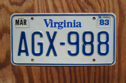1983 Virginia Vintage White License Plate