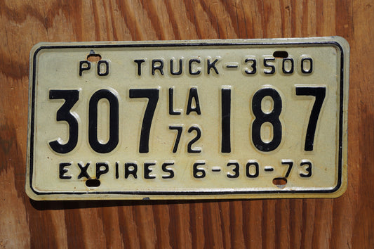 1972 1973 Louisiana TRUCK  Vintage Embossed License Plate