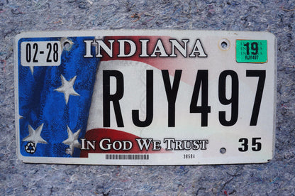 2019 Indiana In God We Trust Flag Graphic License Plate