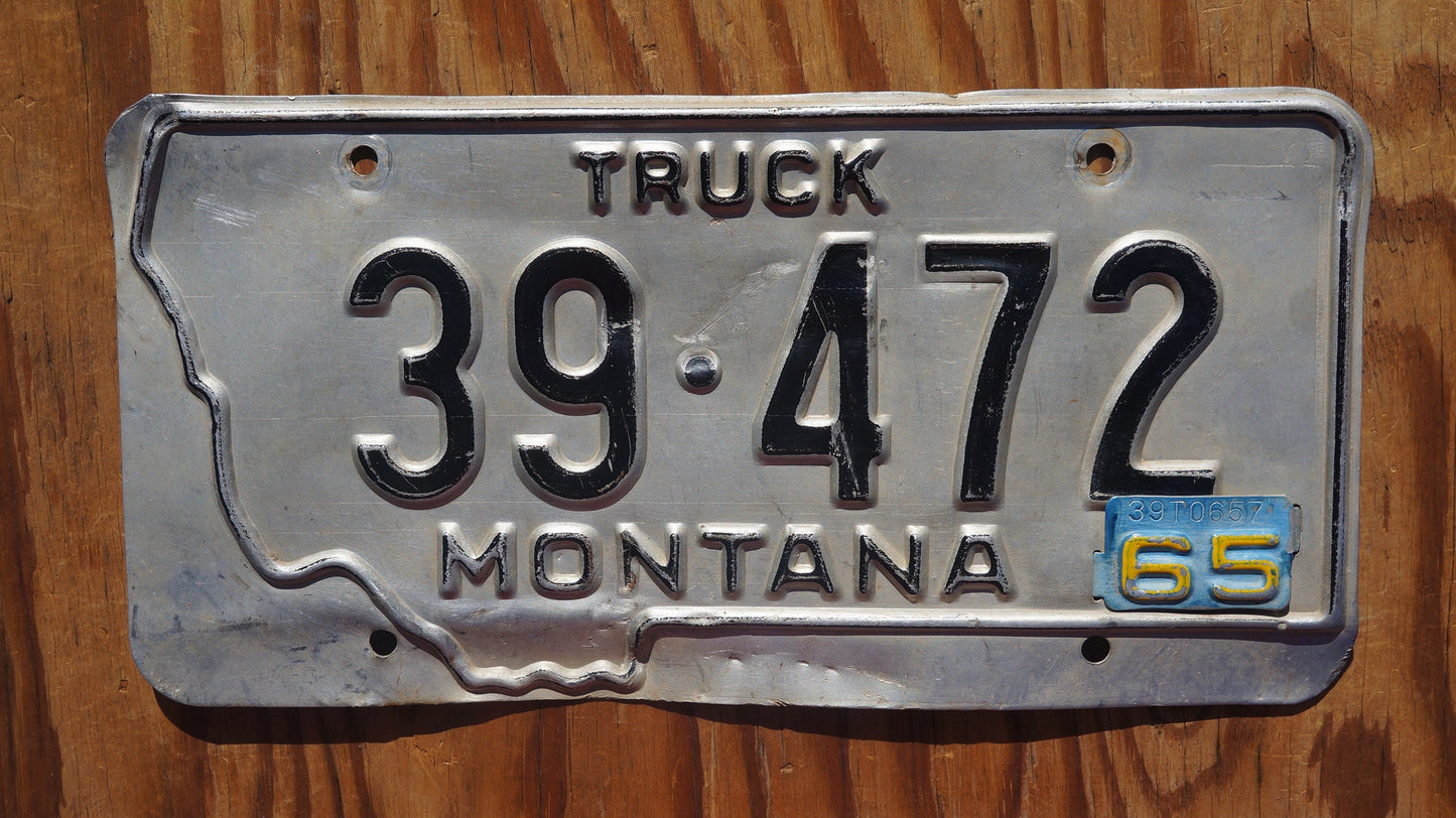 1965 Montana TRUCK Silver License Plate State Shape # 39 - 472