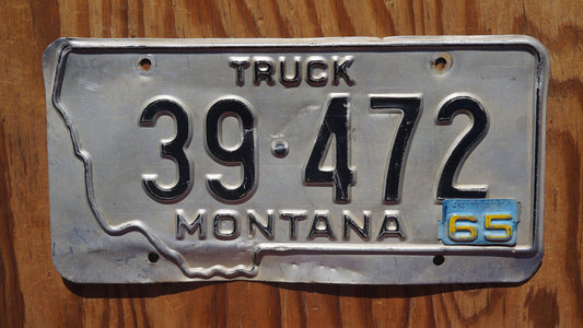 1965 Montana TRUCK Silver License Plate State Shape # 39 - 472