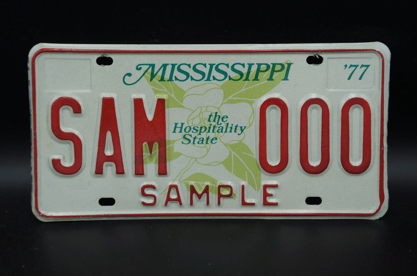 1977 Mississippi Magnolia Sample License Plate