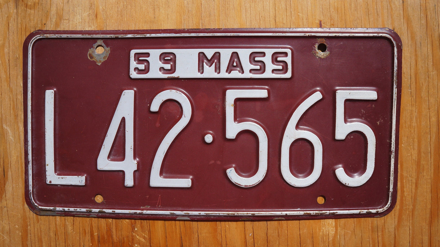 1959 Massachusetts Vintage License Plate