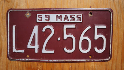 1959 Massachusetts Vintage License Plate
