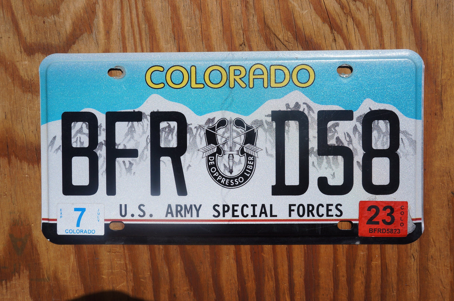 2023 Colorado US ARMY SPECIAL Forces License Plate