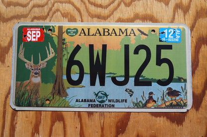 2012 Alabama WILDLIFE FEDERATION AWF License Plate  - Deer lake woods bird Graphic
