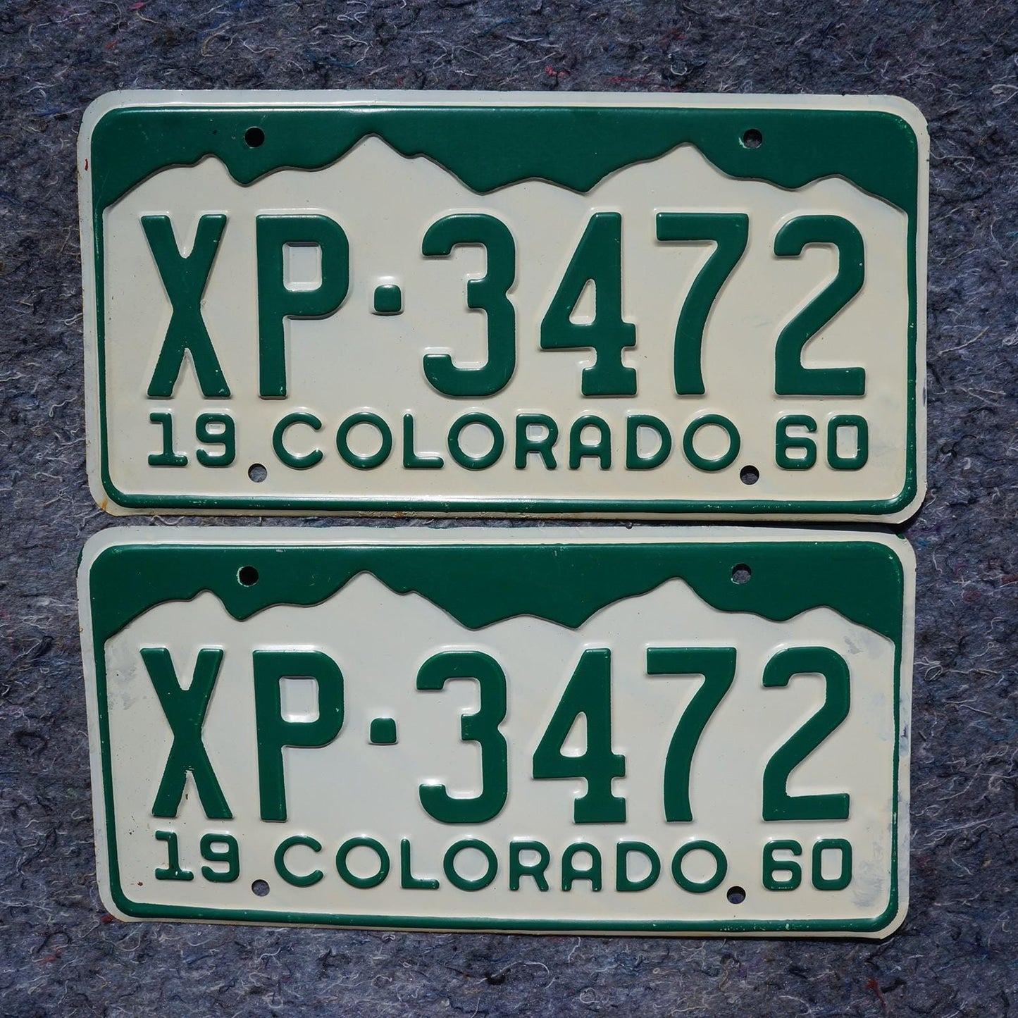 1960 Colorado Green License Plate PAIR / SET