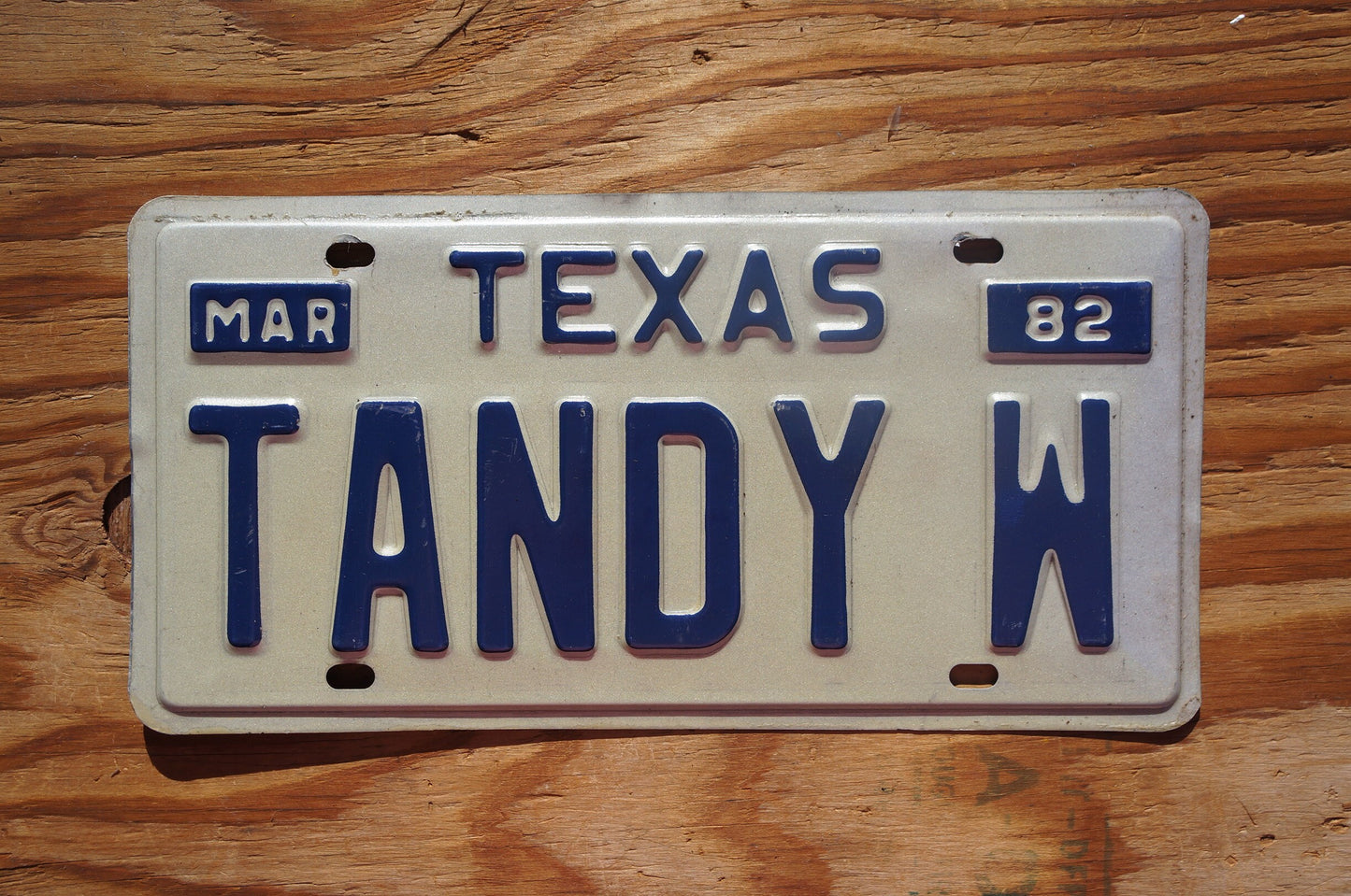 1982 Texas Vanity Vintage License Plate # TANDY W