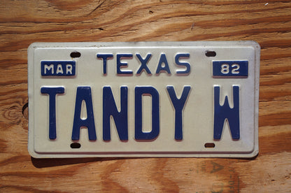 1982 Texas Vanity Vintage License Plate # TANDY W