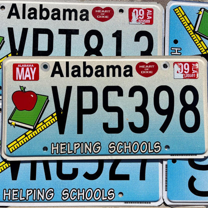 One or More - Alabama Helping Schools Graphic License Plate - Education Book Students Apple Ruler