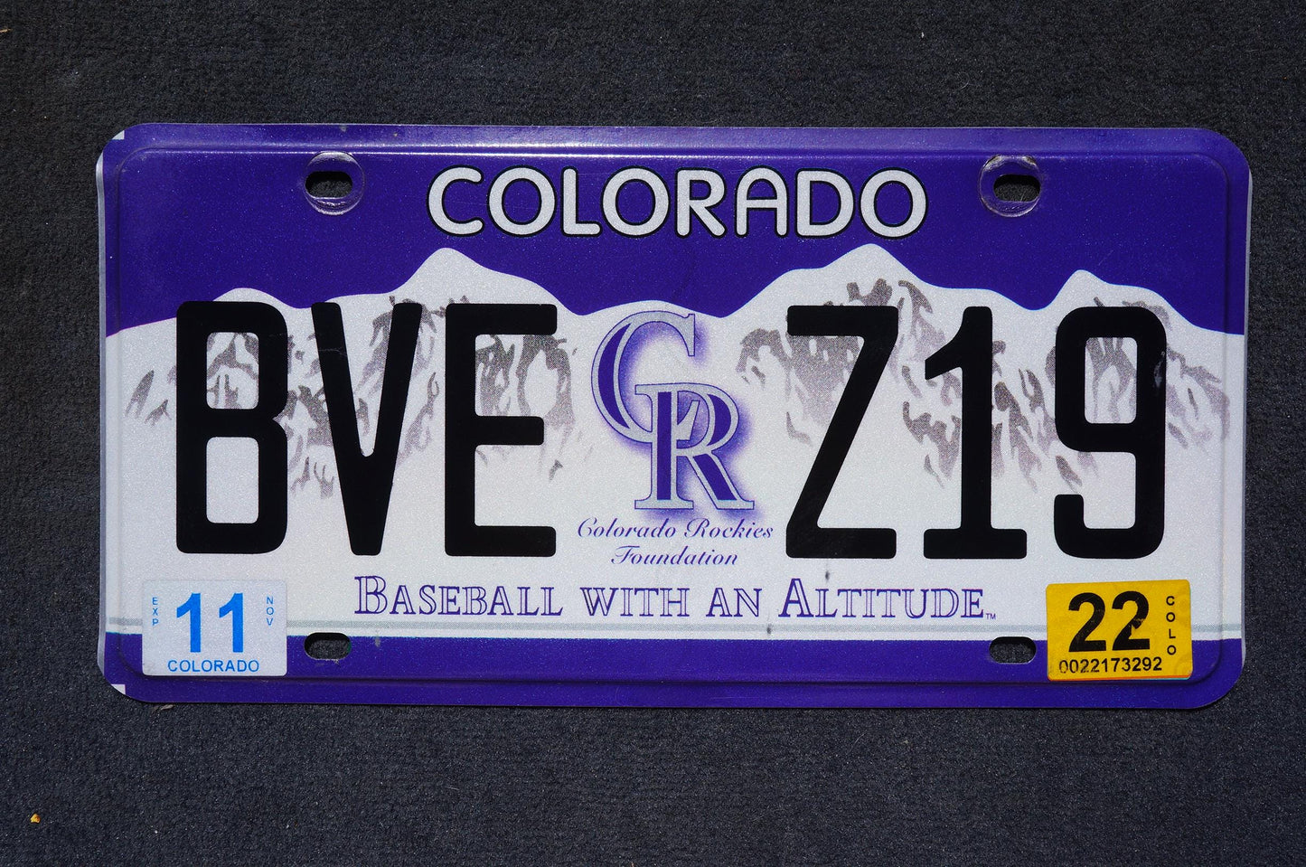 2022 Authentic Colorado ROCKIES License Plate - American BASEBALL SPORT