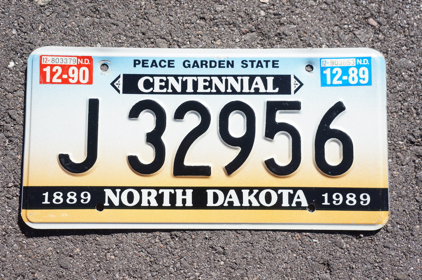 1989 1990 North Dakota Centennial License Plate