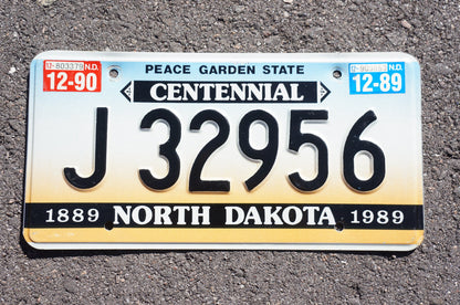 1989 1990 North Dakota Centennial License Plate