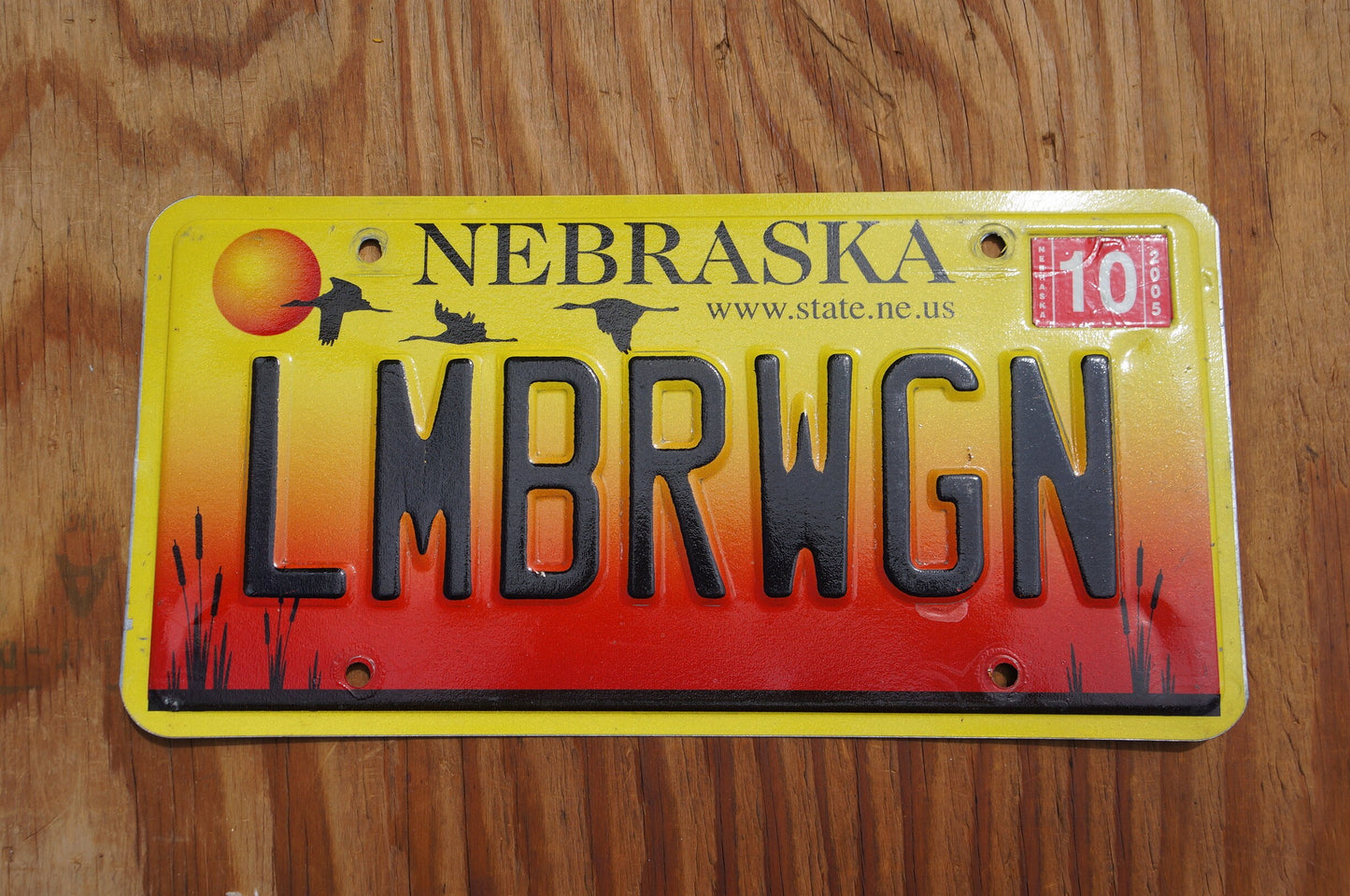2005 Nebraska Vanity LMBRWGN License Plate LUMBER WAGON