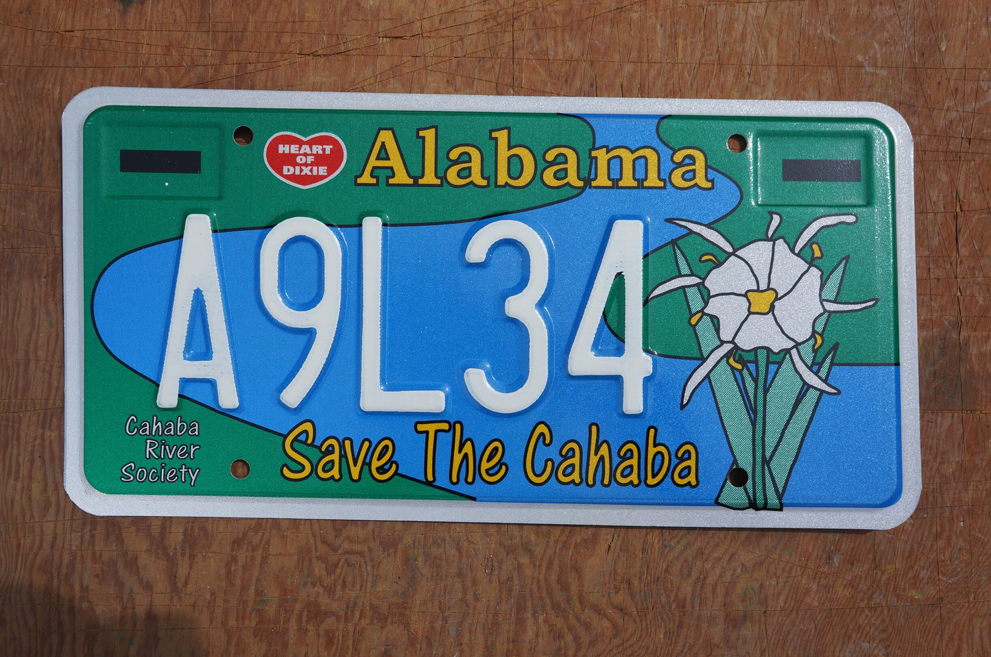 Alabama SAVE THE CAHABA Flower Graphic License Plate