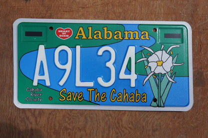 Alabama SAVE THE CAHABA Flower Graphic License Plate
