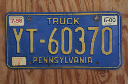 1998 2000 Pennsylvania TRUCK Blue Vintage License Plate