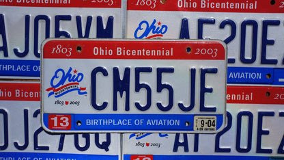 One or More - 2003 Ohio BICENTENNIAL License Plate - Red White Blue - Good Condition