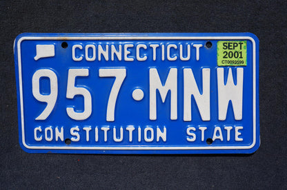 2001 Connecticut Blue Vintage License Plate - Constitution State