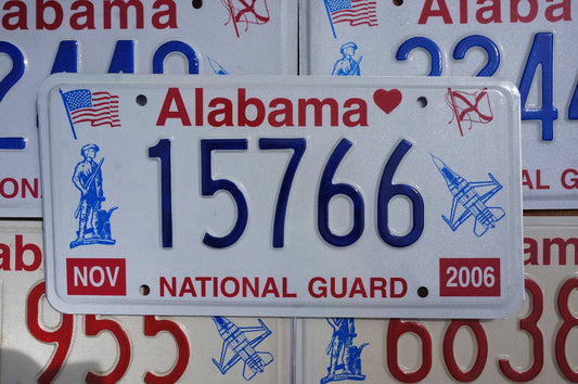 One or More - 2004 2005 2006 Alabama National Guard Soldier Airplane Flag License Plate