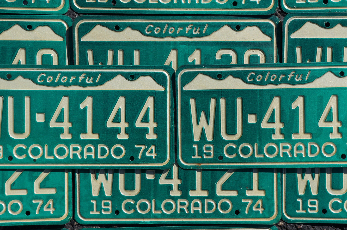 One or More - 1974 Colorful COLORADO SNOW MOUNTAINS Green License Plate