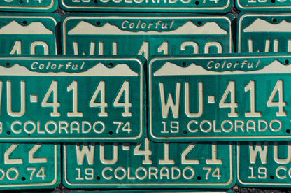 One or More - 1974 Colorful COLORADO SNOW MOUNTAINS Green License Plate