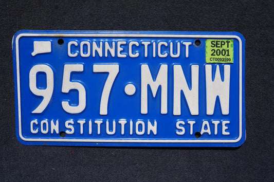 2001 Connecticut Blue Vintage License Plate - Constitution State