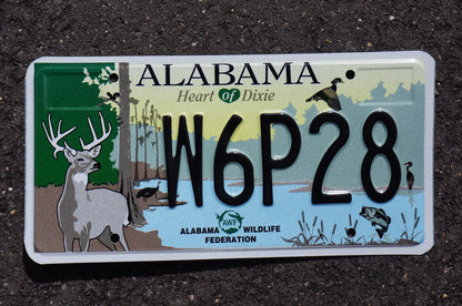 Alabama WILDLIFE FEDERATION AWF Colorful Graphic License Plate - Deer bird lake