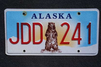 Alaska Grizzly Brown Bear License Plate # JDD 241