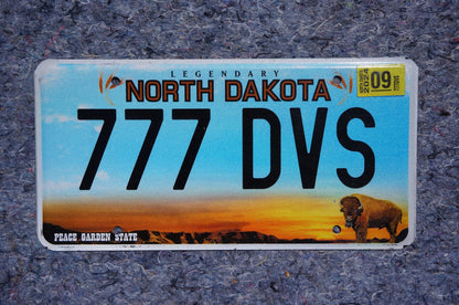 2024 North Dakota Blue License Plate Buffalo # 777 DVS