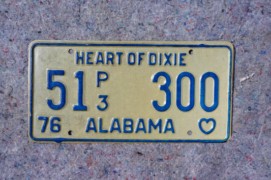 1976 Alabama Vintage License Plate # 51 - 300
