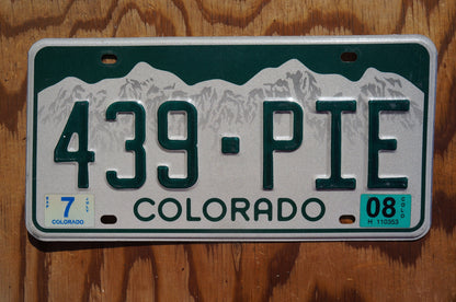 2008 Colorado SNOW MOUNTAINS License Plate # 439 - PIE