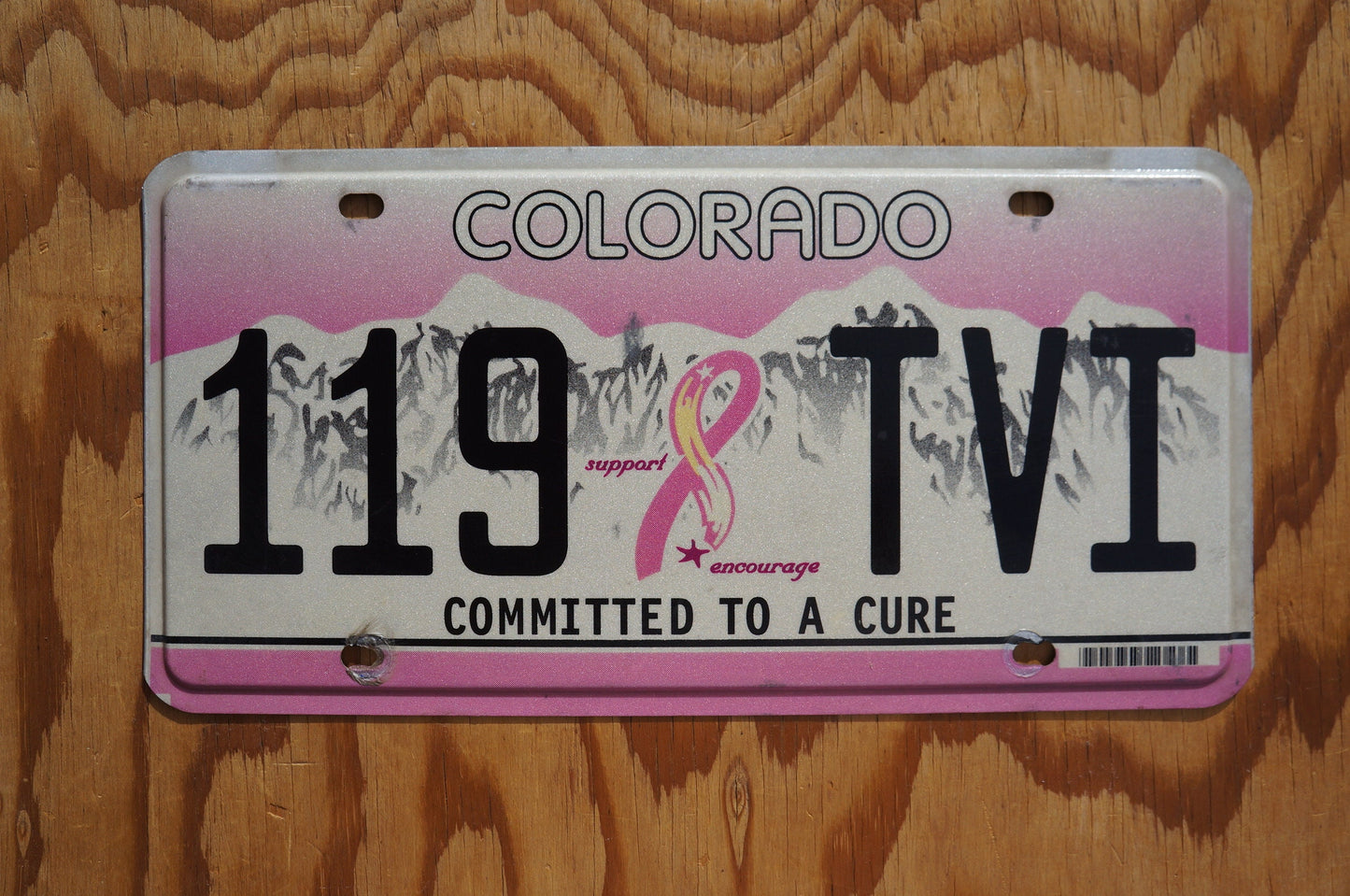 Colorado Pink Ribbon Committed to A Cure License Plate Breast Cancer Awareness Mother Woman Life